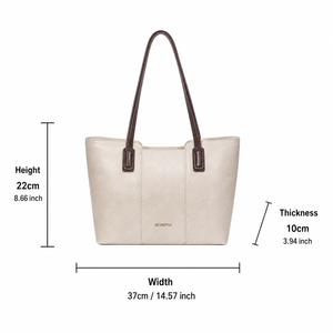 Women Shoulder Bag PU Leather Tote Handbag Large Capacity Daily Bag Contrast Handle Casual Work Bag OEM ODM Wholesale - Product Image 6