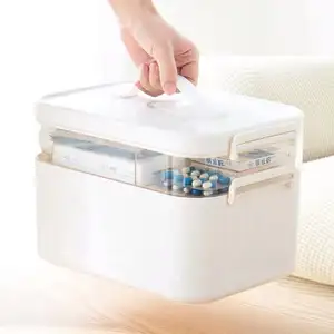Home New Portable Transparent Medicine Organizer Box Medical Kit Medicine Chest With Handle