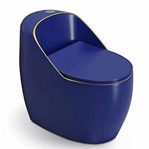 Inodoro de una Pieza Azul Oscuro con Diseño de Caracol para Estilo Moderno/Europeo/Costero/Rústico/Japonés/Asiático - Product Image 1