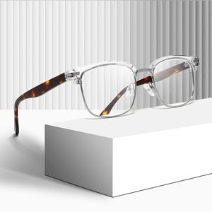 แว่นตาทรงสี่เหลี่ยมครึ่งกรอบใส ขาแว่นลายกระดองเต่า เลนส์แบบ Plano สำหรับทุกเพศ ดีไซน์โปร่งใสเพื่อลุคธรรมชาติ - Product Image 1