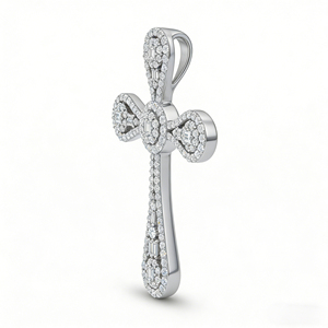 CUSTOM SILVER 10K/14K/18K GOLD PLATED LAB GROWN CVD DIAMOND CLASSIC ENGAGEMENT GIFT SWEATER <b>CHAIN</b> NECKLACE <b>CROSS</b> PENDANT - Product Image 4