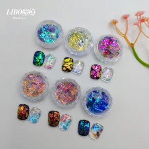 Poudre de paillettes opales pour nail art, effet caméléon ambre, 6 couleurs, très demandée - Product Image 4