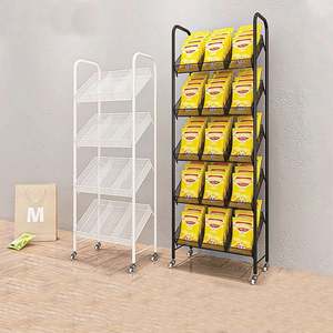 Customized 5 Tier Supermarket Mall Vegetable Fruit Snacks Drinks Storage White Metal Display Rack - Product Image 5