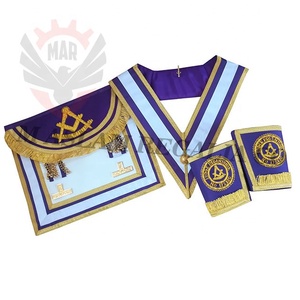 Regalia masónica púrpura y blanca, delantal de rito escocés con camiseta de Metal, flecos dorados - Product Image 3