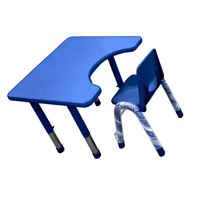Meubles d'école maternelle modernes et sécuritaires pour enfants, ensemble de chaises et de tables en plastique bleu réglables en hauteur pour la chambre à coucher et le salon