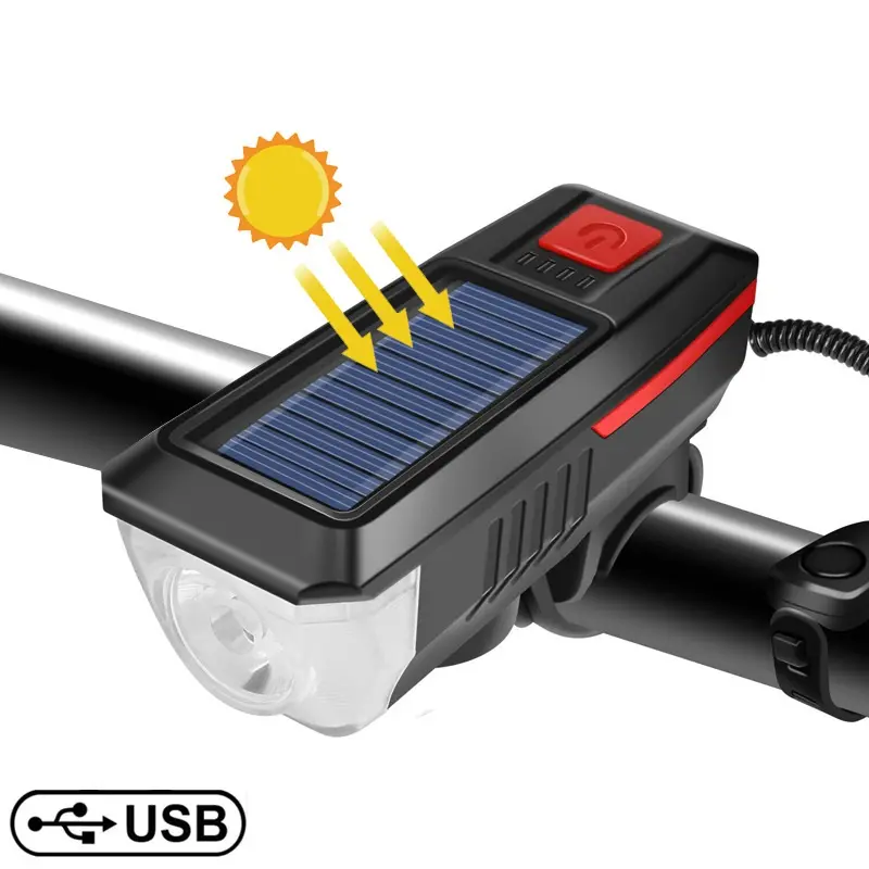 TAIKOO Manufacturer's New Solar Bicycle Light Usb Charging Horn Night Riding Lighting Mountain Bike Headlight