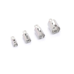 Stainless Steel <b>Leather</b> Cord Clips Round With Dotted Holes For <b>Bracelet</b> Making DIY Jewelry Accessories XYH24 - Product Image 3