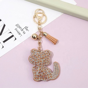 Llavero de Gato de Cuero con Diamantes de Imitación, Colgante de Gato Brillante con Borla y Campana, Lindo Colgante de Animal para Mujeres y Niñas - Product Image 4