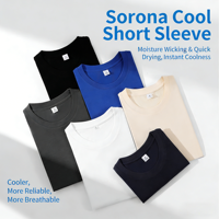 Nouveau T-shirt unisexe 2026 à manches courtes raglan en Sorona, col rond, tricoté, uni, décontracté, respirant, séchage rapide, polyester/coton, coupe classique