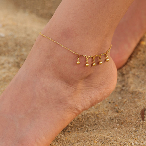 Nuova Collezione Cavigliera a Y con Nappine Placcata in Oro 18K per Donne, Catena in Acciaio Inossidabile con Piccolo Ciondolo a Sfera - Product Image 1