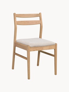Sedia da Pranzo Moderna in Rovere Bianco Massiccio con Schienale Ergonomico Curvo, Finitura Laccata Bianca, Seduta in Tessuto, Set di 2 Senza Montaggio - Product Image 2