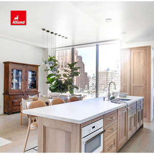 Armoire de cuisine en noyer avec cadre encastré de qualité supérieure, style shaker, finition teintée, avec poignées, luxe <span class=keywords><strong>et</strong></span> dessus blanc - Product Image 2