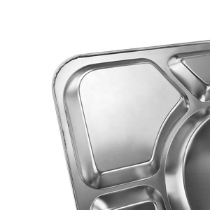 High Quality <strong>Eating</strong> Plate 6 Compartment Stainless Steel Rectangle Dinner Food Plate for Home Hotel - Product Image 4