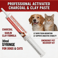 Pâte d'argile au charbon actif pour chiens, chats et chiots – Kit anti-avergissement pour animaux de compagnie – Absorbeur de toxines à absorption rapide – Récupération sûre du système digestif
