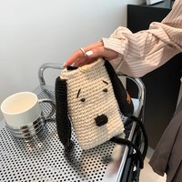 Tas Belanja Rajut Tangan Model B073 Musim Gugur Musim Dingin, Lucu Bergambar Kartun, Bahan Katun, Model Mata Besar, Grosir dari Cina