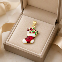 Pendentif Breloque en Laiton Plaqué Or 14K pour Chaussette de Noël, Bijou de Fête, Cadeau de Vacances pour Filles, Accessoire de Décoration de Noël - Vente en Gros