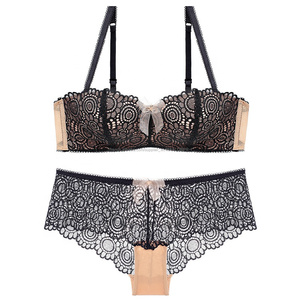 1/2 tasse Sexy Push Up Soutien-Gorge Culotte Ensemble Sans Fil Dentelle Coupe Jeune Fille Soutien-Gorge Ensemble Blanc Tube Top Design Mince sous-vêtements <span class=keywords><strong>Lingerie</strong></span> Ensemble - Product Image 1
