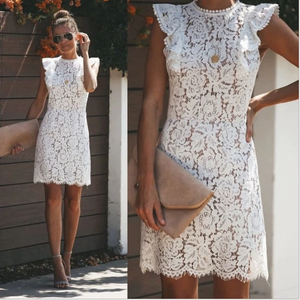 Commercio all'ingrosso di Estate Delle Donne Abiti Senza Maniche <span class=keywords><strong>Bianco</strong></span> Elegante Del Merletto Del <span class=keywords><strong>Vestito</strong></span> - Product Image 6