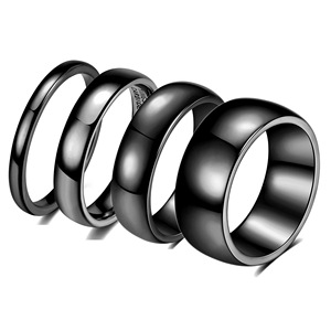 Black Tungsten Steel <b>Couple</b> <b>Rings</b> 2 4 6 8MM Smooth Plain Round For Engagement Unisex Jewelry - Product Image 1