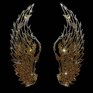 Ailes d'ange en cristal, motif cœur, transfert thermocollant en strass, verre extensible thermocollant pour T-shirts, sacs, vêtements, chaussures - Product Image 5
