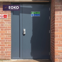 Porte coupe-feu EOKO homologuée 90 minutes avec panneau de vision et barre anti-panique pour entrepôt et usine, simple battant, grande taille