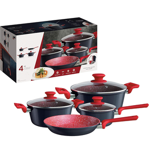 Modern <b>Ceramic</b> Marble Coated 7-Piece Pot <b>Pan</b> Glass Lids Bakelite Handles Forged Non-Stick Aluminum Cookware Set - Product Image 2