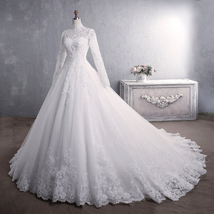 Robes de mariée pour femmes, robes de bal personnalisées, col haut, manches longues, appliques, robes de mariée formelles, Vestido De Noiva, Robe De Mariée - Product Image 6