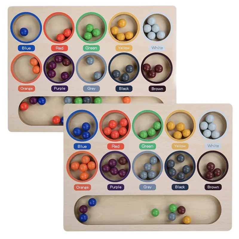 人気の赤ちゃん木製おもちゃ色仕分けビーズボードゲーム集中トレーニングキッズ教育玩具