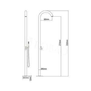 Ensemble de <span class=keywords><strong>douche</strong></span> sur pied rond contemporain en acier inoxydable, 2 fonctions, <span class=keywords><strong>eau</strong></span> <span class=keywords><strong>chaude</strong></span> <span class=keywords><strong>et</strong></span> <span class=keywords><strong>froide</strong></span>, <span class=keywords><strong>douche</strong></span> extérieure avec douchette - Product Image 5