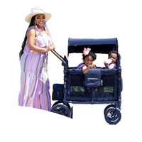 Wagon poussette pliable en acier et cuir pour enfants, approuvé CPSC, capacité de charge de 20 kg, pour enfants de 0 à 6 ans