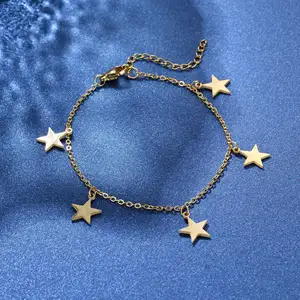 Punk-Kette-Armband für Damen Edelstahl Kreuz Stern Mond doppellagiges Armband Reißarm Armband Schmuck Geschenke