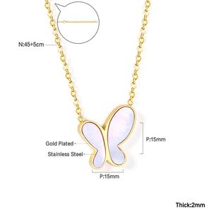 Collar con Colgante de Concha y Lazo, Simple y Bonito, Resistente al Agua, Chapado en Oro de 18K, Acero Inoxidable, para Mujer - Product Image 4