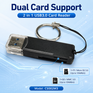 Lector de Tarjetas USB 3.0 2 en 1, 5Gbps de Alta Velocidad, Mini Adaptador Portátil para Tarjetas de Memoria SD, Micro SD y TF con Llavero para PC y Laptop - Product Image 1
