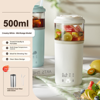 Bouilloire Électrique Portable 300W en Acier Inoxydable 304, 500ml, 6 Modes de Température, Ébullition Rapide en 8 Min, Protection Anti-Ébullition à Sec, Commande Tactile, Utilisation Maison et Voyage