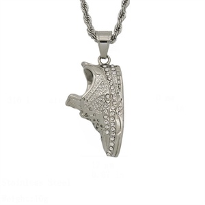 สร้อยคอฮิปฮอป สแตนเลสประดับเพชรซิคอน รูปทรงรองเท้าผ้าใบ - Product Image 1