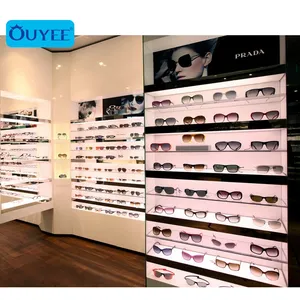 Ouyee नई दुकान फर्नीचर Eyewear शोकेस ताला Sunglass प्रदर्शन ऑप्टिकल दुकान इंटीरियर डिजाइन