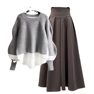 <span class=keywords><strong>Ensemble</strong></span> deux pièces vintage pour femmes, <span class=keywords><strong>jupe</strong></span> longue et <span class=keywords><strong>pull</strong></span> d'hiver, motif tricoté sur mesure, vente en gros - Product Image 5