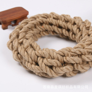 Collier en corde de chanvre durable pour chiens de taille moyenne à grande, jouet interactif pour animaux de compagnie, jouet à mâcher, diamètre extérieur 18 cm, 265 g, origine Zhejiang - Product Image 1