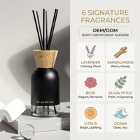 Diffuseur de parfum d'ambiance de luxe 200 ml à marque privée, avec couvercle en bois naturel et verre mat, 6 parfums disponibles – Prix usine