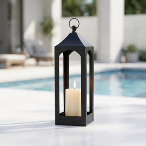 Lanterne porte-bougie décorative en métal noir, style tendance pour la maison et l'extérieur, fabriquée par des fabricants - Product Image 1