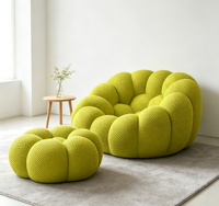 Ensemble de canapés modulaires modernes en mousse à bulles, en tissu gaufré épais, avec chaise longue incurvée, doux et relaxant pour salon domestique