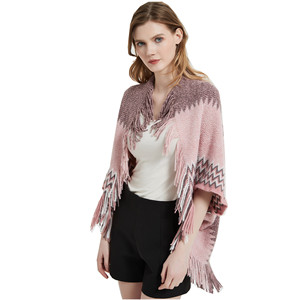 Europe États-Unis Dames Hiver Imprimé Châle Tricoté Tassel New Cuff <span class=keywords><strong>Bat</strong></span> Shirt Design Polyester Wholesale Foreign Trade - Product Image 2