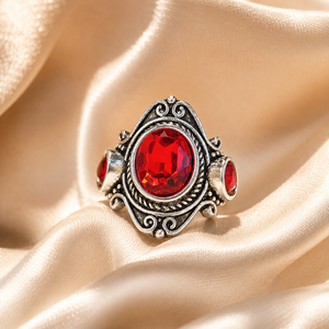 Anello retrò con pietra rossa, design classico, accessorio di moda per l'uso quotidiano. - Product Image 3