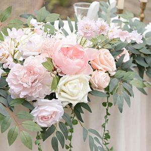 Couronne de fleurs séchées à chaud, <span class=keywords><strong>guirlande</strong></span> de vert d'<span class=keywords><strong>eucalyptus</strong></span>, décoration de mariage, de maison, roses artificielles décoratives, fleurs artificielles - Product Image 5