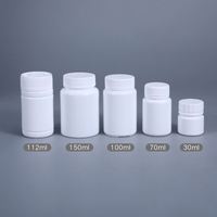 Bouteille de protéines en plastique HDPE blanc pour comprimés pilules médicaments capacité 50ml/100ml/200ml impression de logo personnalisé emballage de type joint