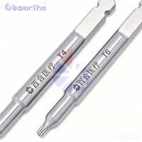 Obeng Bit Profesional untuk Bedah Ortopedi Hewan AO QC T4 T6 Star Drive, untuk Operasi Tulang Hewan Peliharaan dengan Sistem Mini TPLO