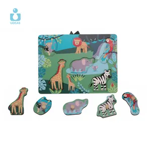 UDEAS Baby children's Animal Figures Montessori Wooden Peg puzzle Hand Scratch Board illuminismo giocattolo educativo