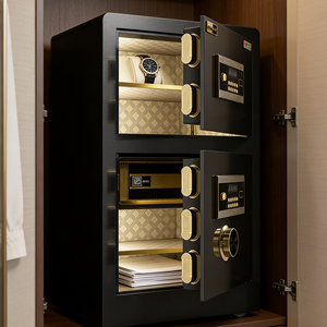 Caja Fuerte H80 A3 con Doble Puerta, Cerradura Electrónica con Huella Dactilar, Contraseña y Llave, Caja Fuerte de Acero para <span class=keywords><strong>Hogar</strong></span>, Escuela, Hospital, Banco, Hotel - Product Image 1