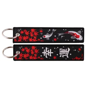Llaveros bordados de Anime japonés, etiqueta de costura de punto de cruz <span class=keywords><strong>para</strong></span> motocicletas, llaveros de amigos, llave de moda - Product Image 6