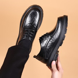 Chaussures Oxford habillées en cuir véritable pour hommes, style décontracté, avec grain froissé fait main, rehaussantes et robustes, collection 2026 - Product Image 3